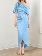 Asymmetrical One Shoulder Ruffles Sheath Dress For Mother Of The Bride