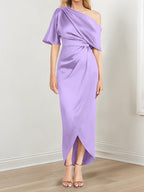 Asymmetrical One Shoulder Ruffles Sheath Dress For Mother Of The Bride