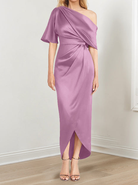 Asymmetrical One Shoulder Ruffles Sheath Dress For Mother Of The Bride