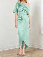 Asymmetrical One Shoulder Ruffles Sheath Dress For Mother Of The Bride