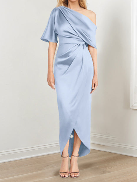 Asymmetrical One Shoulder Ruffles Sheath Dress For Mother Of The Bride