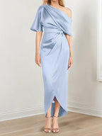 Asymmetrical One Shoulder Ruffles Sheath Dress For Mother Of The Bride
