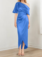 Asymmetrical One Shoulder Ruffles Sheath Dress For Mother Of The Bride