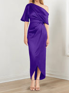 Asymmetrical One Shoulder Ruffles Sheath Dress For Mother Of The Bride