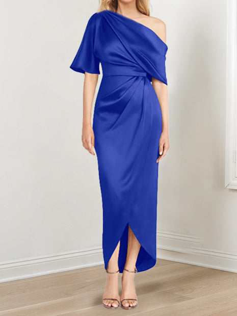 Asymmetrical One Shoulder Ruffles Sheath Dress For Mother Of The Bride