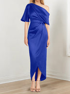 Asymmetrical One Shoulder Ruffles Sheath Dress For Mother Of The Bride