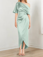 Asymmetrical One Shoulder Ruffles Sheath Dress For Mother Of The Bride
