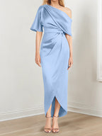 Asymmetrical One Shoulder Ruffles Sheath Dress For Mother Of The Bride