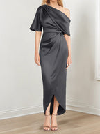 Asymmetrical One Shoulder Ruffles Sheath Dress For Mother Of The Bride