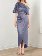 Asymmetrical One Shoulder Ruffles Sheath Dress For Mother Of The Bride
