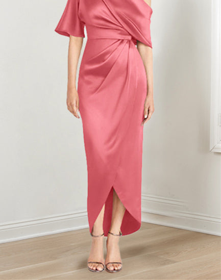 Asymmetrical One Shoulder Ruffles Sheath Dress For Mother Of The Bride