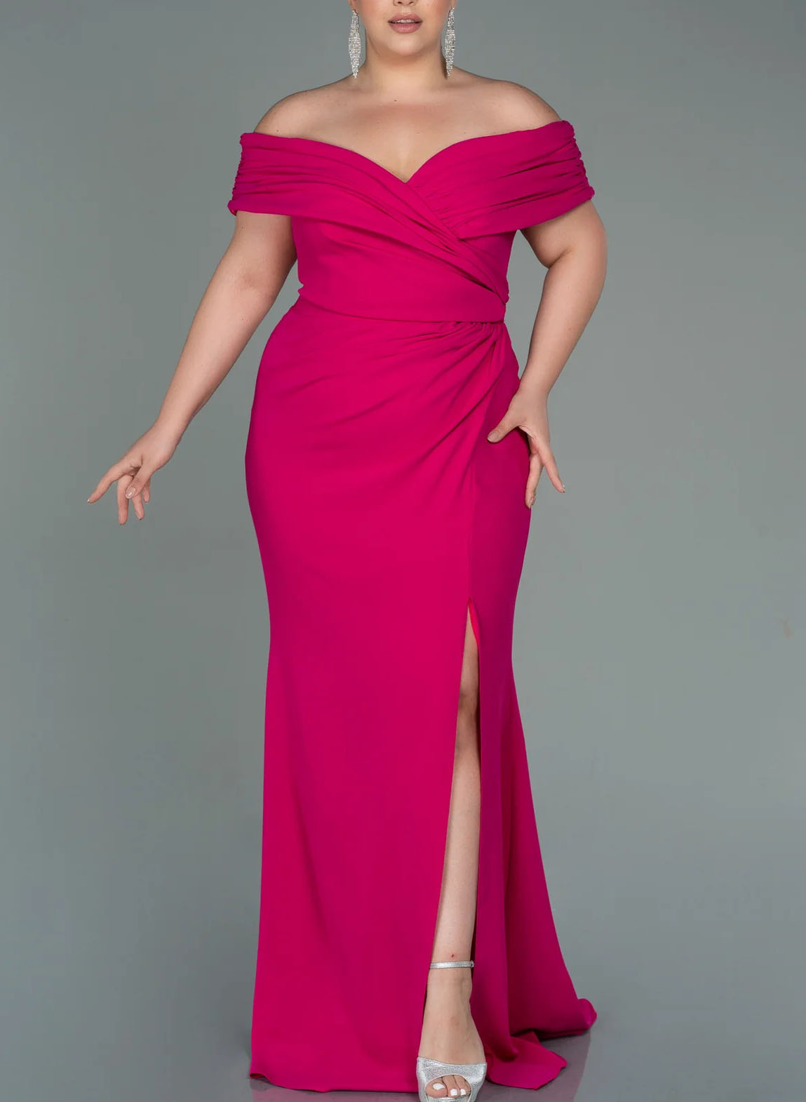 Off The Shoulder Mermaid Mother Of The Bride Gown With Side Split