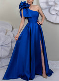 Satin Mother Of The Bride One Shoulder A Line Dress With Side Split