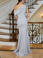 One-Shoulder Mermaid Mother Of The Bride Dress With Applique Lace