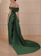 Off Shoulder Satin A Line Mother Of The Bride Dress With Side Split