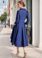 Elegant Long Sleeve V Neck A Line Tea Length Dress For The Mother Of The Bride