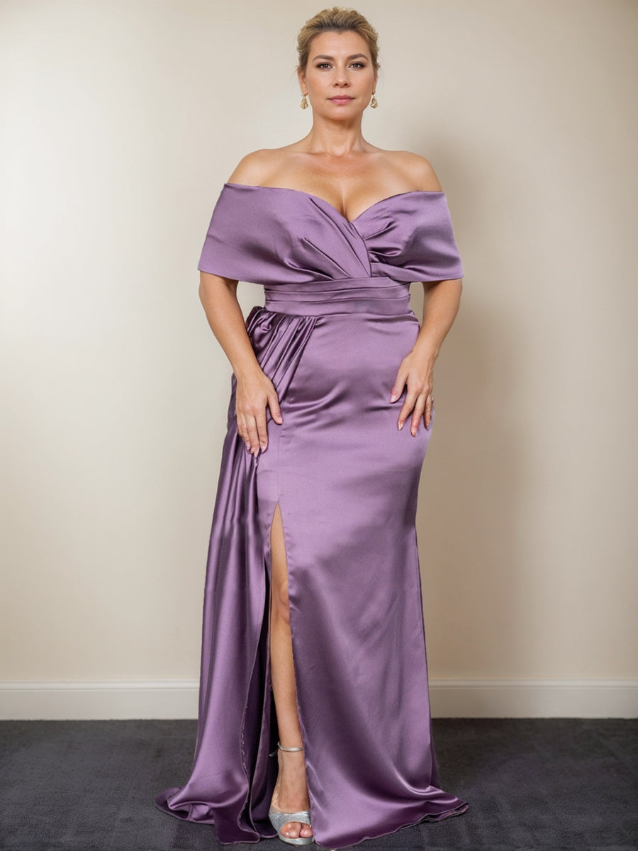 Plus Size Off Shoulder Mother Of The Bride Trumpet Mermaid Dress With Side Split