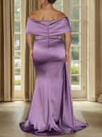 Plus Size Off Shoulder Mother Of The Bride Trumpet Mermaid Dress With Side Split