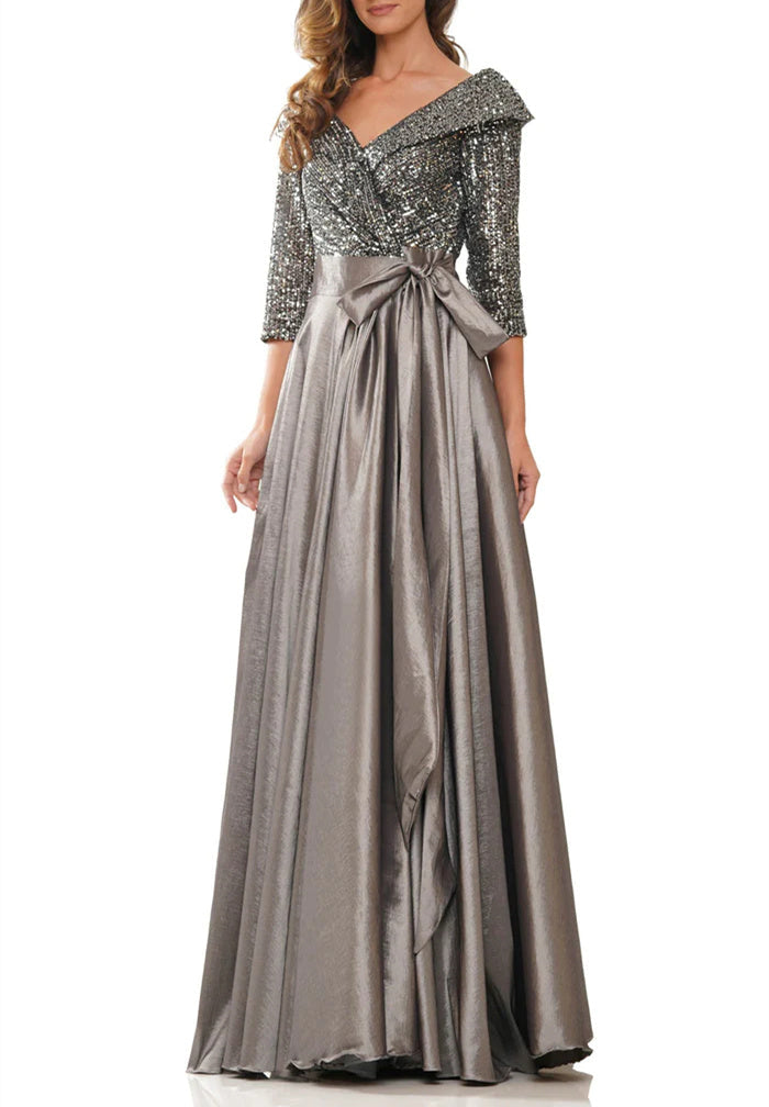 V Neck A Line Princess Gown For The Mother Of The Bride Floor Length
