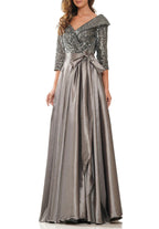 V Neck A Line Princess Gown For The Mother Of The Bride Floor Length