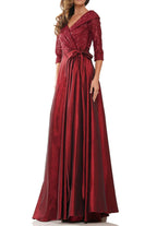 V Neck A Line Princess Gown For The Mother Of The Bride Floor Length