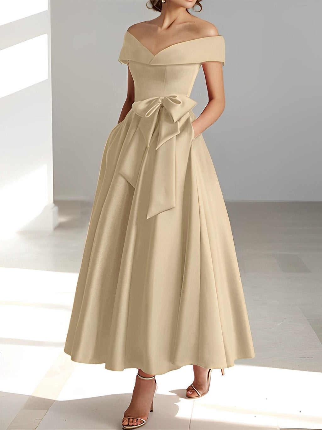 Princesa/Formato A Decote em V Sem Mangas Com cauda/Arrastar Vestidos da Mãe da Noiva com Bolsos