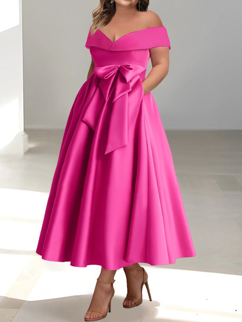 Princesa/Formato A Decote em V Sem Mangas Com cauda/Arrastar Vestidos da Mãe da Noiva com Bolsos