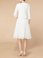 A-Line/Princess 3/4 Length Sleeve Knee Length Mother of the Bride Dresses with Wraps