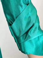 Vestido Justo/Coluna com Decote em V, Mangas 3/4, Comprimento ao Joelho para Mãe da Noiva com Cinto