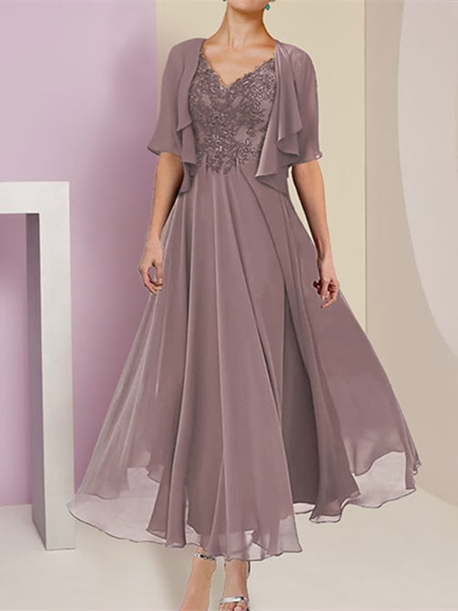 A-Line/Princess Short Sleeves Jacket Dresses Mother Of The Bride Dresses