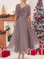 Elegant Short Sleeve A Line Jacket Dress For Mother Of The Bride