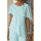 2 Piece Floor Length Mother Of The Bride Jumpsuit With Jewel Neckline