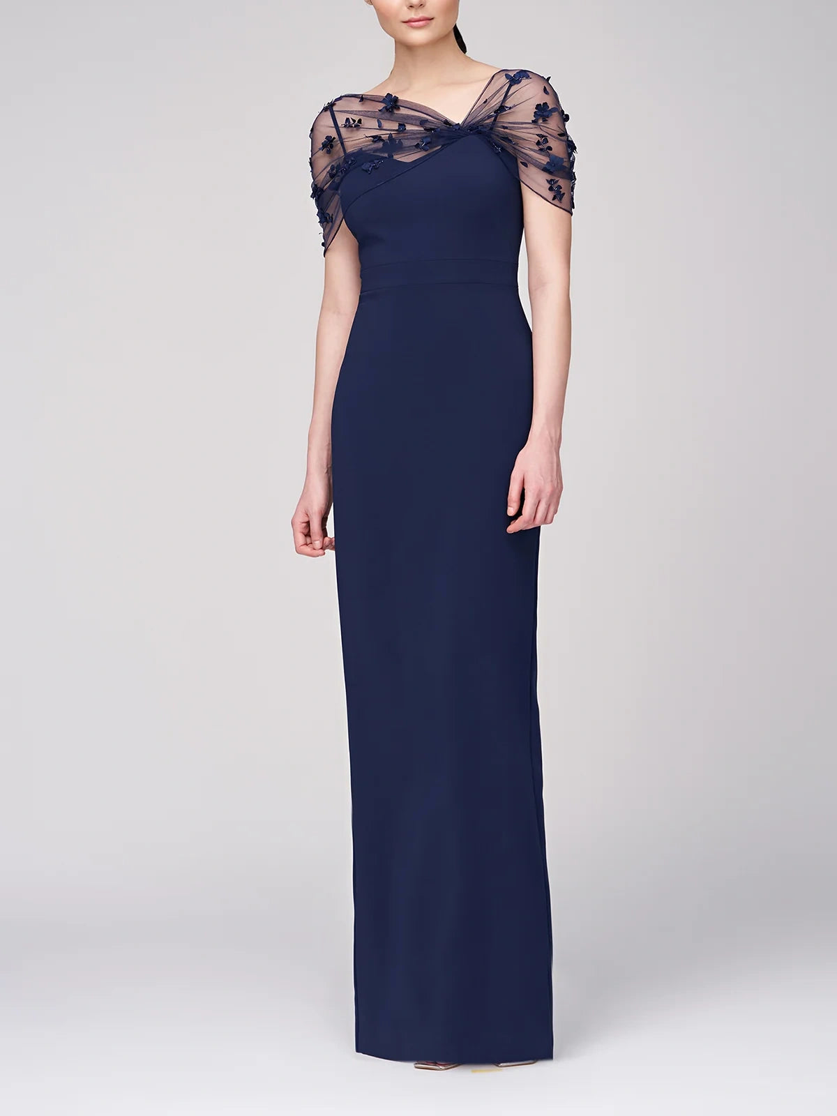 Spaghetti Strap Mother Of The Bride Gown With Watteau Train