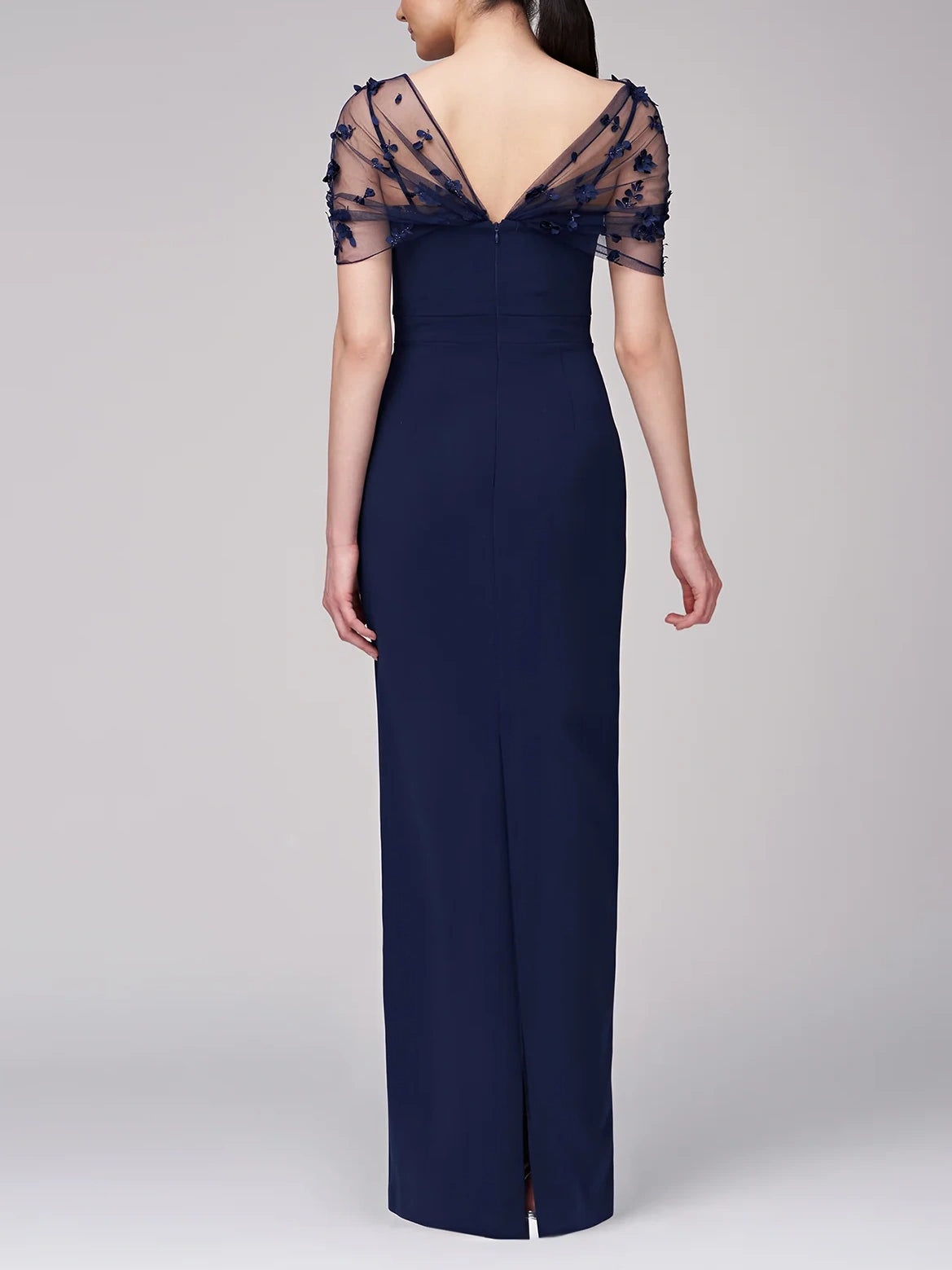Spaghetti Strap Mother Of The Bride Gown With Watteau Train