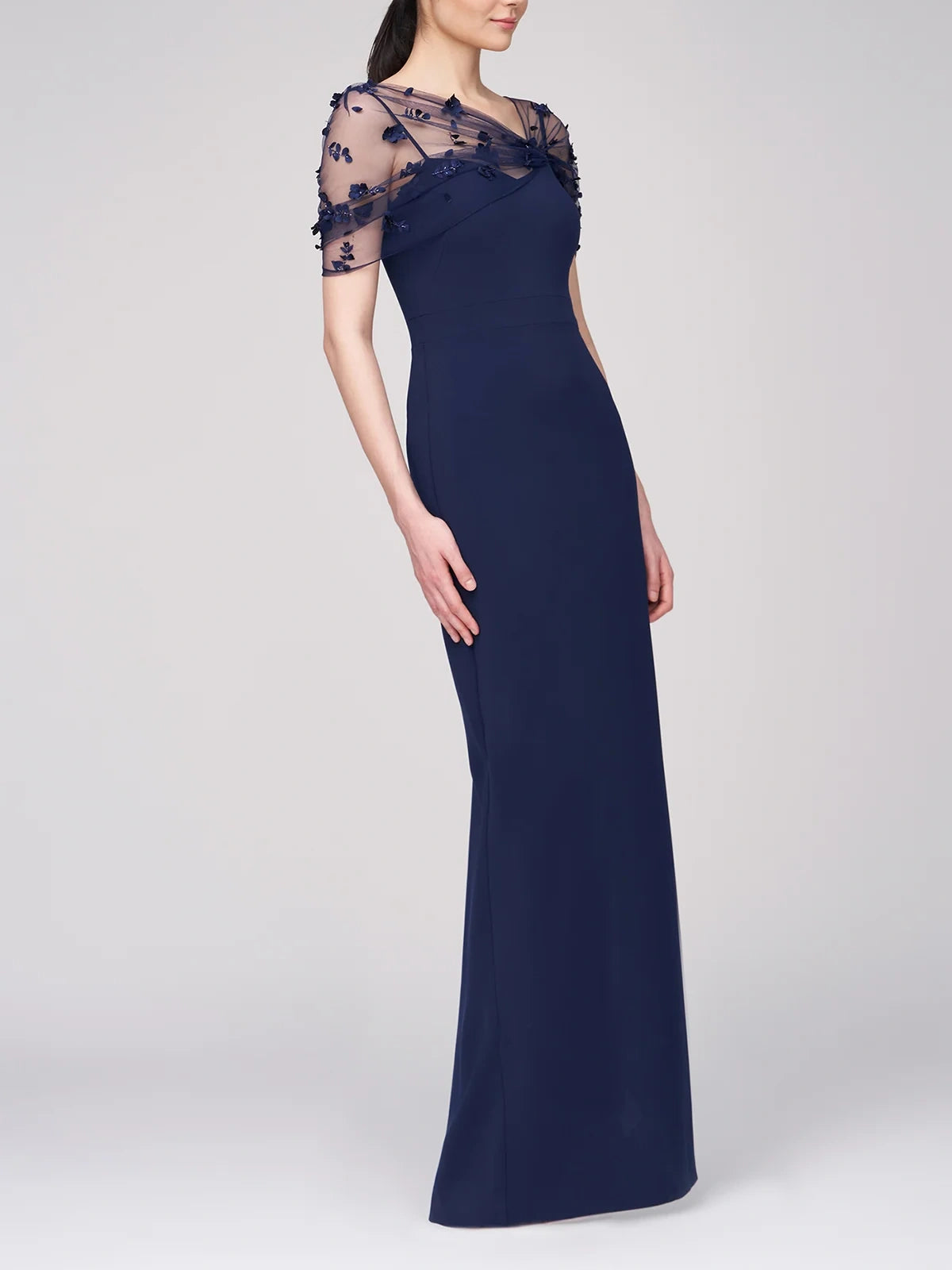 Spaghetti Strap Mother Of The Bride Gown With Watteau Train