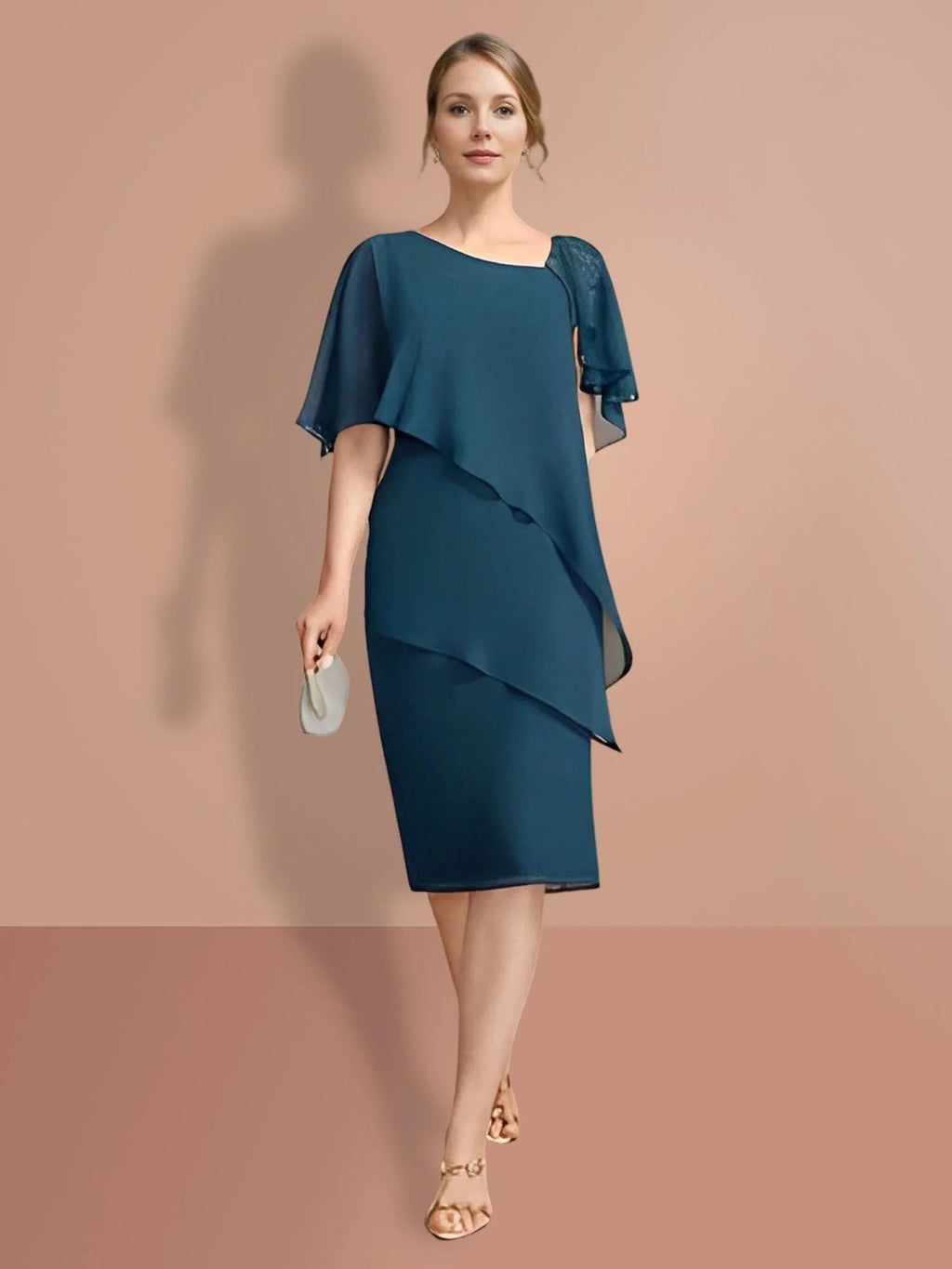 Sheath/Column Knee-Length Short Sleeves Mother of the Bride Dresses