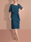 Sheath/Column Knee-Length Short Sleeves Mother of the Bride Dresses