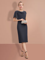 Knee Length Short Sleeve Sheath Dress For Mother Of The Bride
