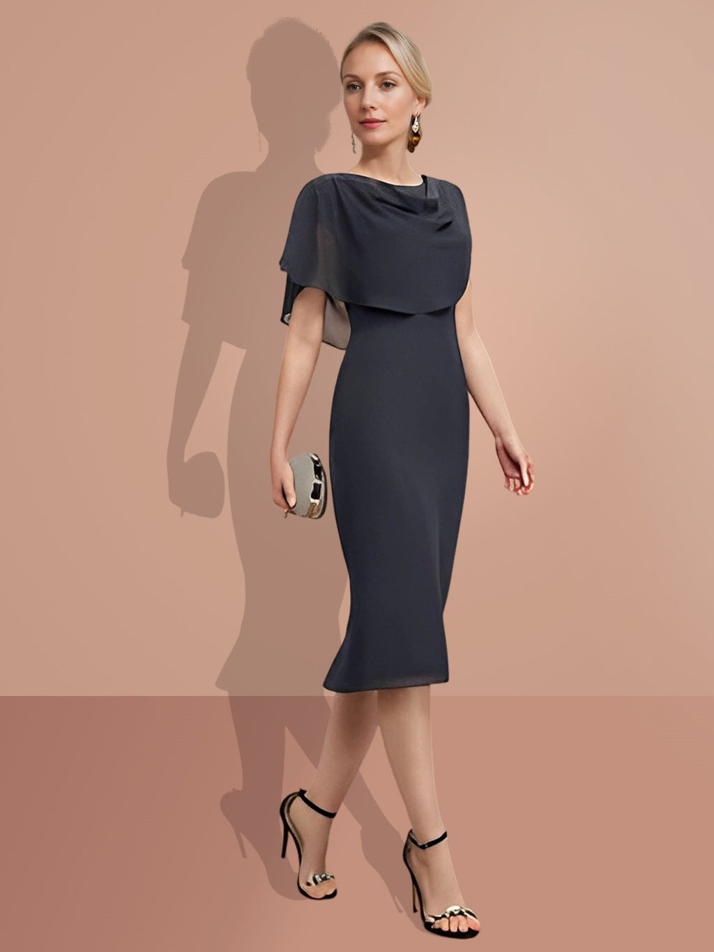 Knee Length Short Sleeve Sheath Dress For Mother Of The Bride