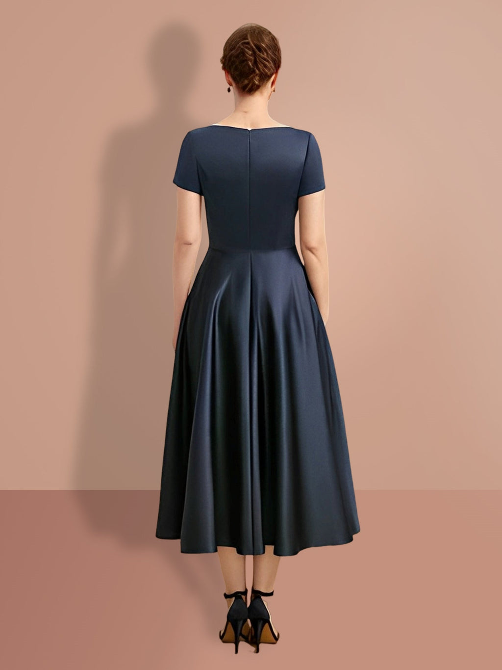 V Neck A Line Princess Short Sleeve Mother Of The Bride Dress