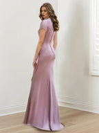 V Neck Floor Length Mermaid Trumpet Mother Of The Bride Dress With Ruffles