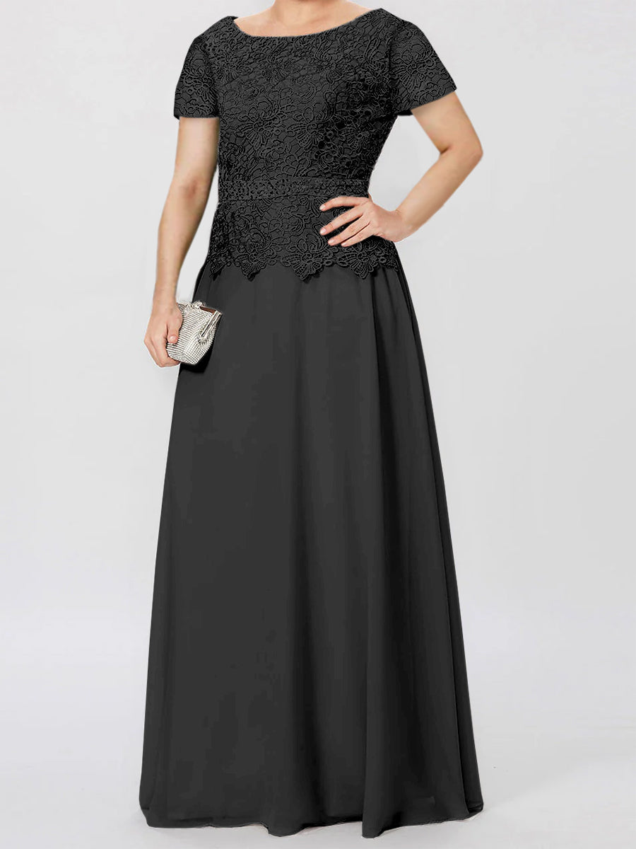 Short Sleeve A Line Mother Of The Bride Dress With Applique And Sequins
