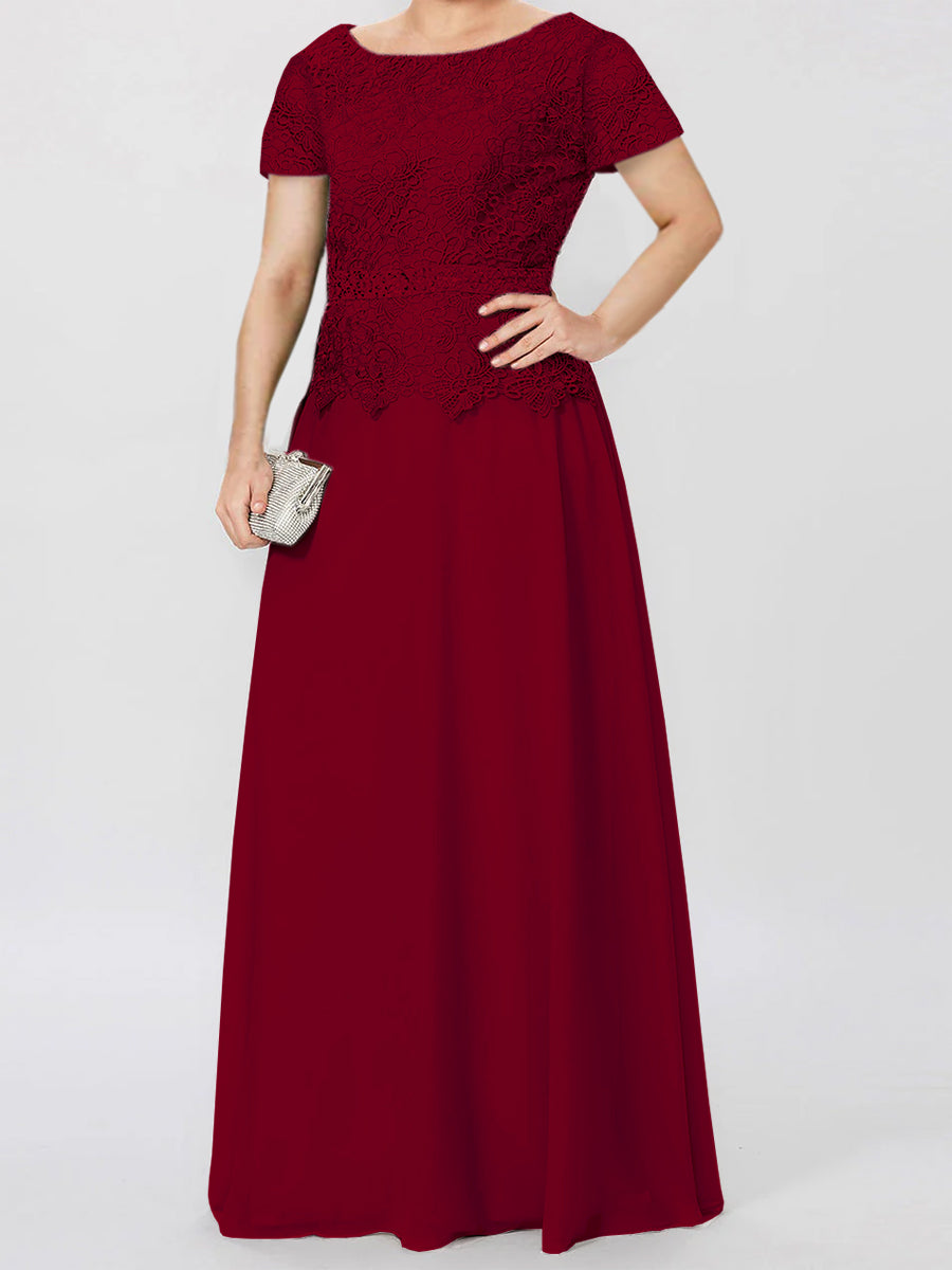 Short Sleeve A Line Mother Of The Bride Dress With Applique And Sequins