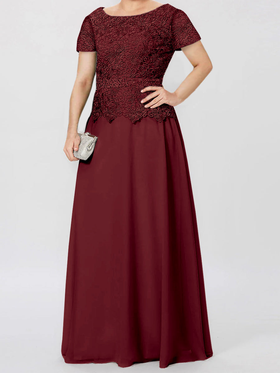 Short Sleeve A Line Mother Of The Bride Dress With Applique And Sequins
