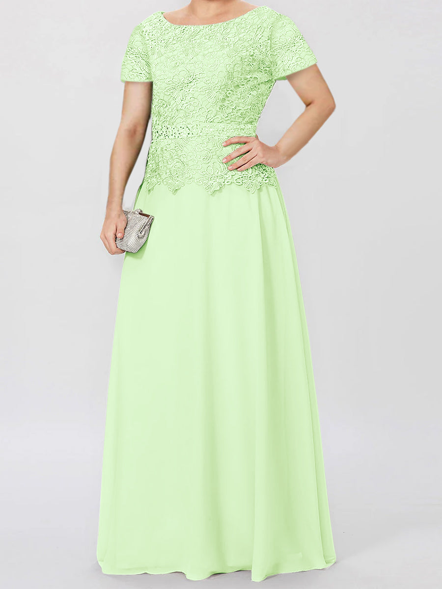 Short Sleeve A Line Mother Of The Bride Dress With Applique And Sequins