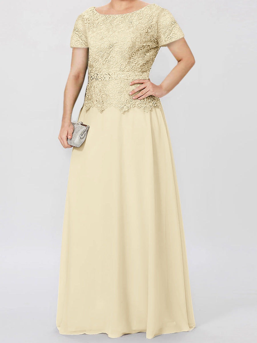 Short Sleeve A Line Mother Of The Bride Dress With Applique And Sequins