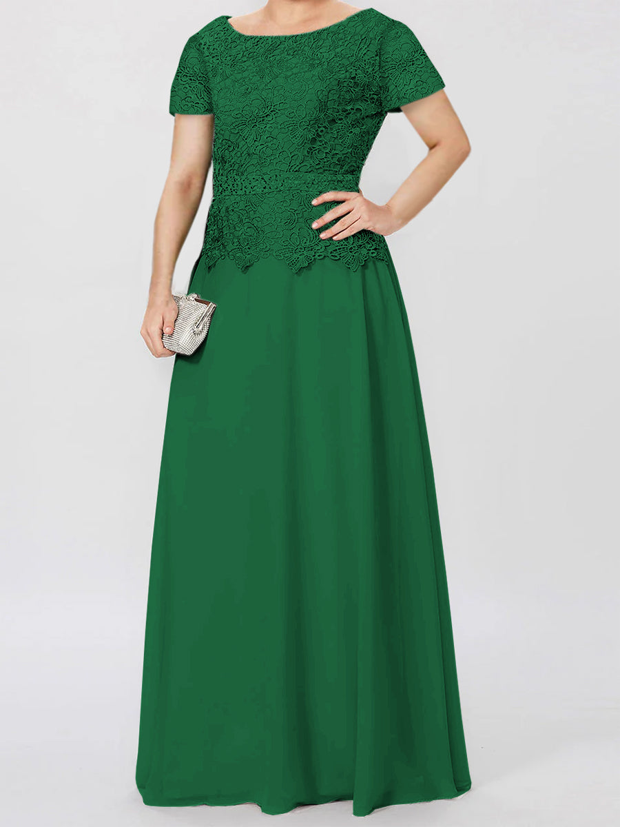 Short Sleeve A Line Mother Of The Bride Dress With Applique And Sequins