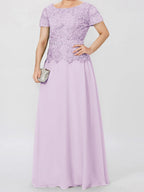 Short Sleeve A Line Mother Of The Bride Dress With Applique And Sequins