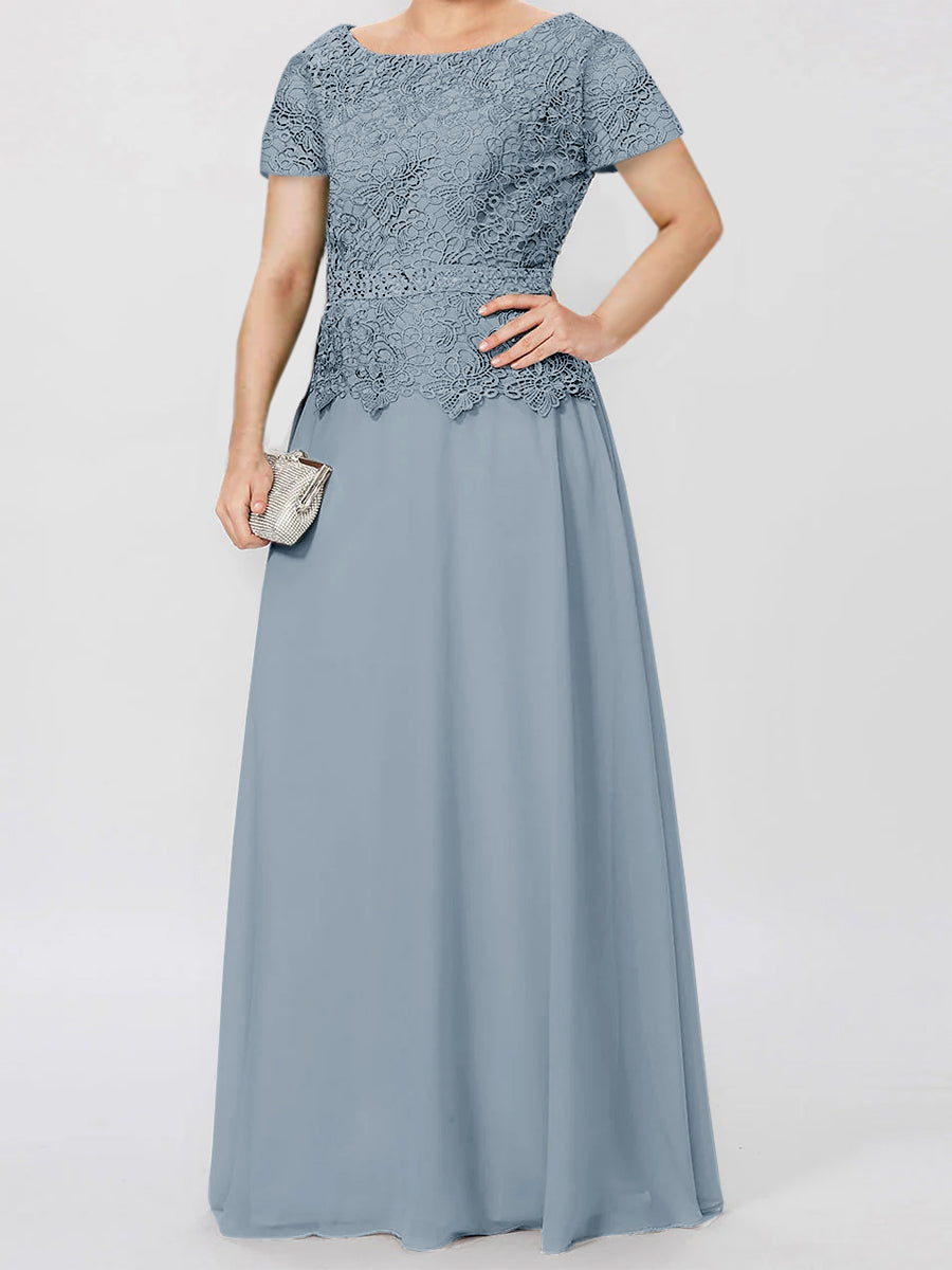Short Sleeve A Line Mother Of The Bride Dress With Applique And Sequins