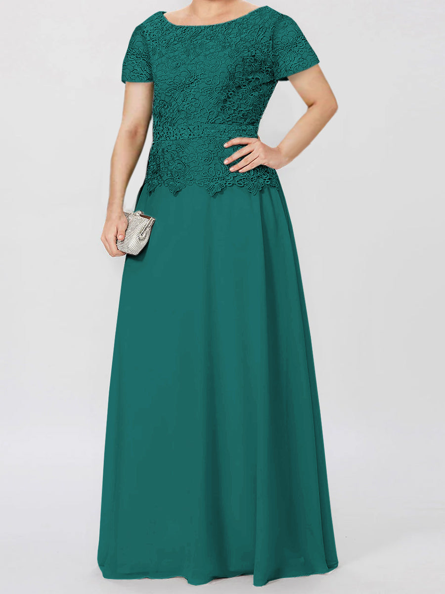 Short Sleeve A Line Mother Of The Bride Dress With Applique And Sequins